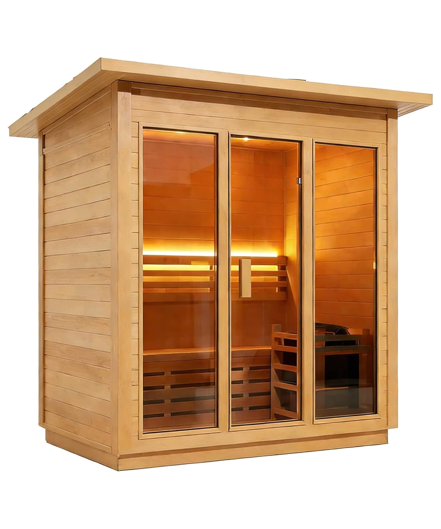 Custom 8-Person Luxury Canadian Hemlock Outdoor Steam Sauna With Heater And Stones [Made-To-Order] (SAK95107)