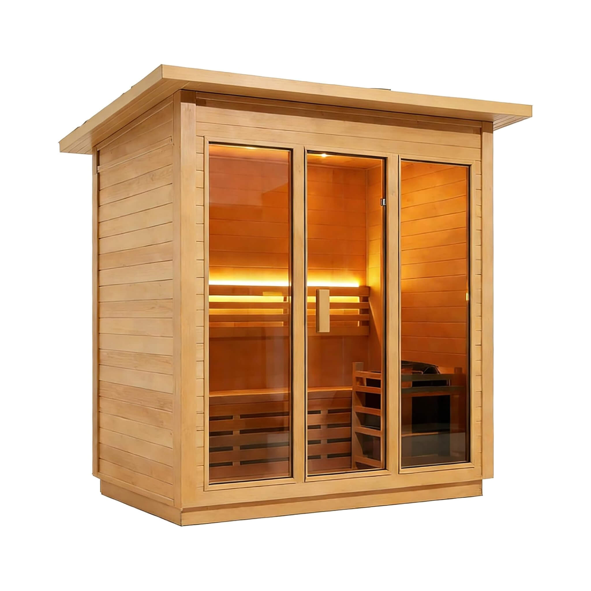 Custom 6-Person Luxury Canadian Hemlock Outdoor Steam Sauna With Heater And Stones [Made-To-Order] (SAK63821)