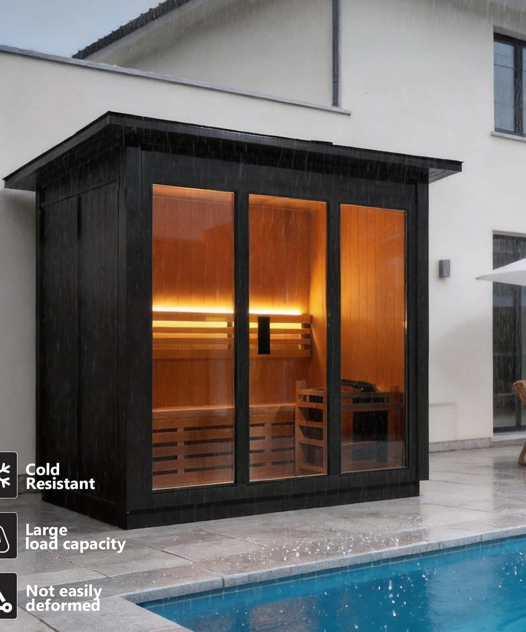 Custom 6-Person Luxury Canadian Red Cedar Outdoor Steam Sauna With Heater And Stones [Made-To-Order] (SAK78615)