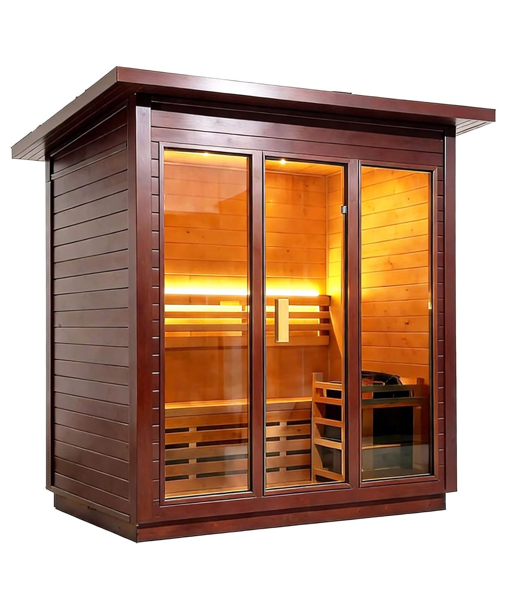 Custom 8-Person Luxury Canadian Red Cedar Outdoor Steam Sauna With Heater And Stones [Made-To-Order] (SAK13492)