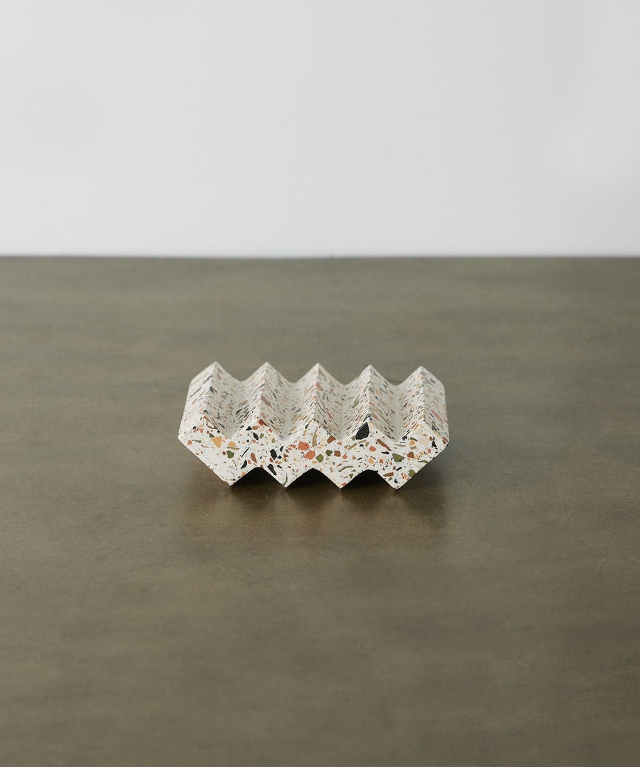 Zig-Zag Neutral Terrazzo Soap Dish