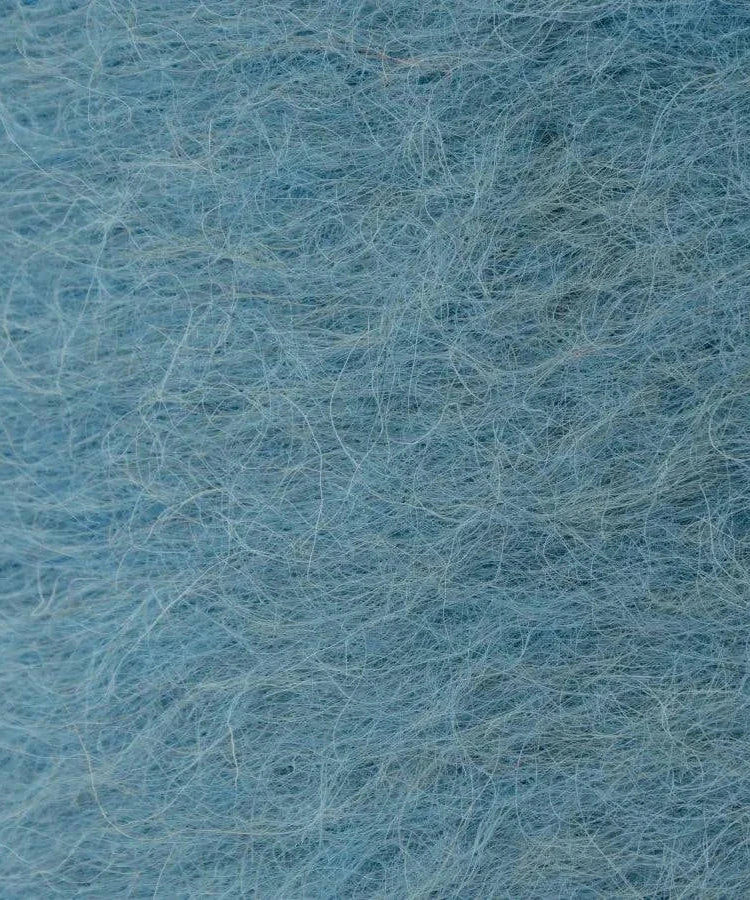 Himmelblaues handgewebtes Wollkissen – Gebürstete Textur