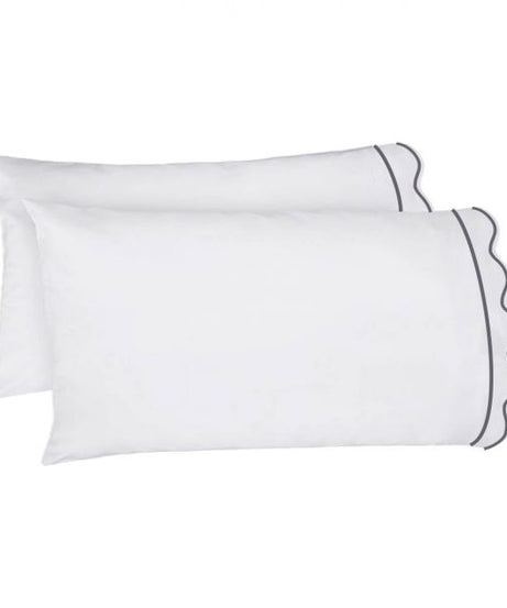 400TC Cotton Scallop Embroidery & Border Sateen Solid Sheet Set