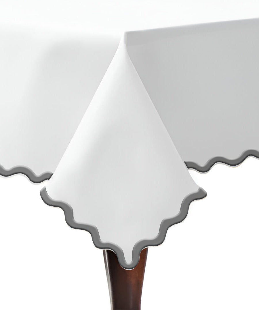 Applique Scalloped Embroidery Cotton Table Cloth