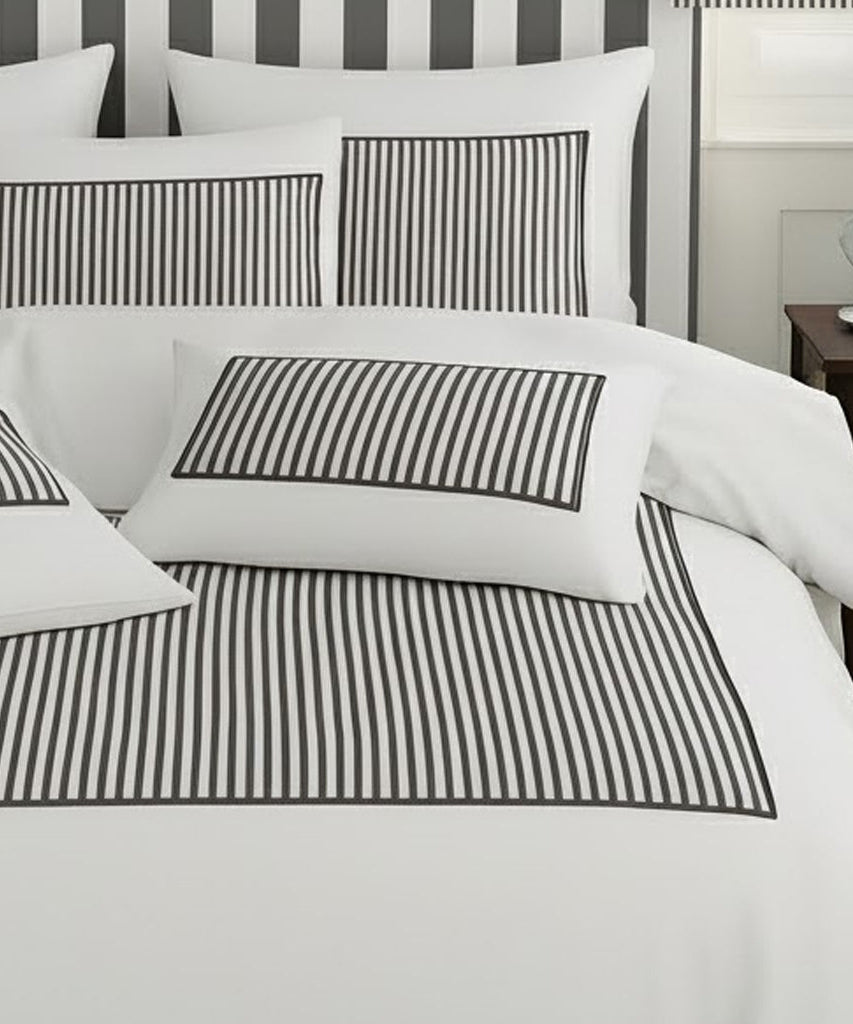 Classic Applique Ticking Stripe Cotton Duvet Cover Set