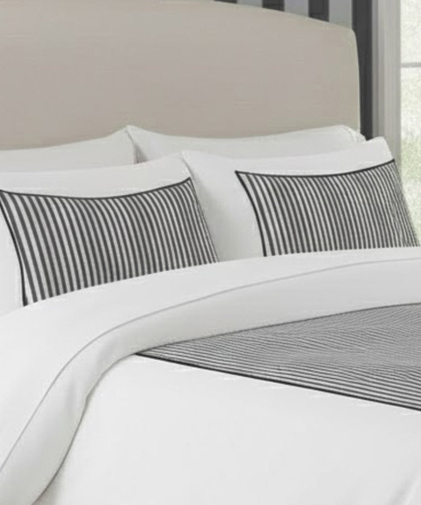 Classic Applique Ticking Stripe Cotton Duvet Cover Set