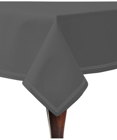 Double Embroidery Border Sateen Cotton Solid Table Cloth - Dark Grey