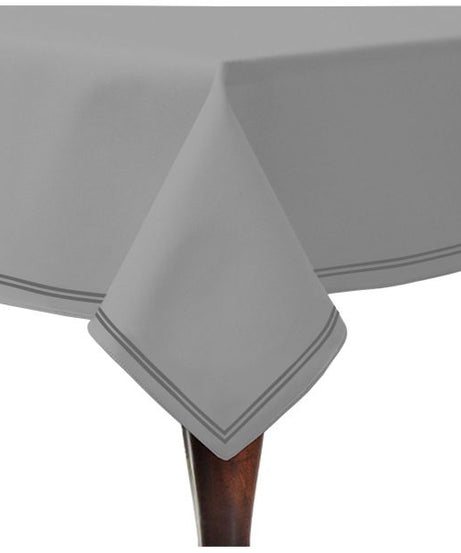 Double Embroidery Border Sateen Cotton Solid Table Cloth - Light Grey