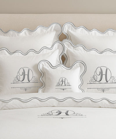 Monogram Cotton Luxurious Double Scallop Duvet Cover