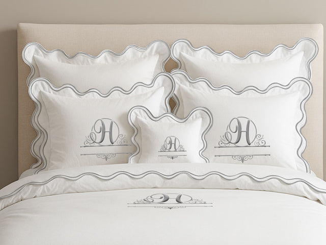 Monogram Cotton Luxurious Double Scallop Duvet Cover