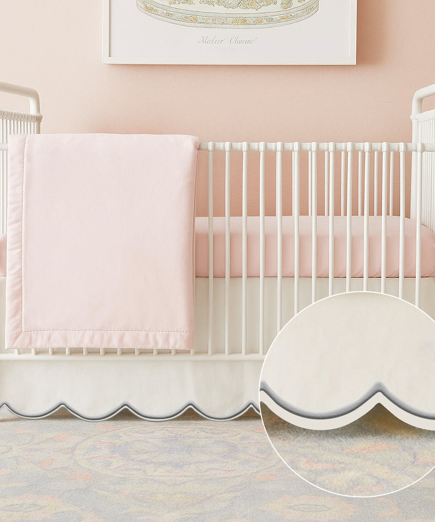 Scallop Embroidery Cotton Crib Skirt