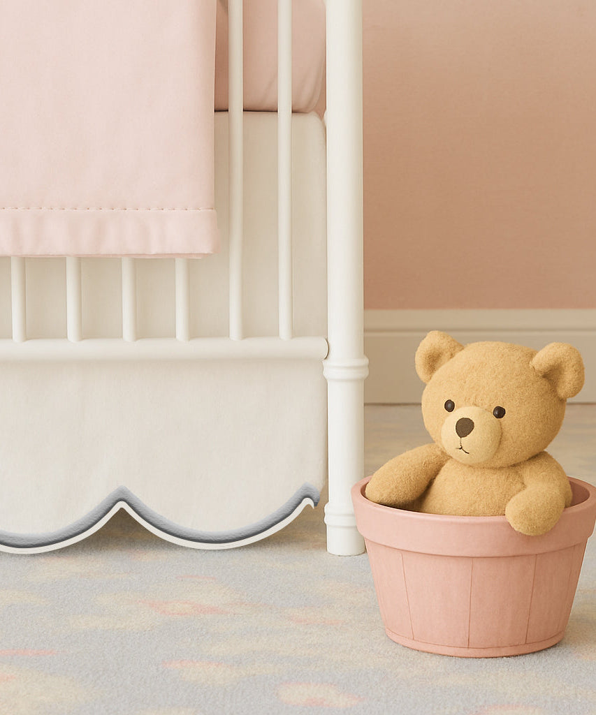 Scallop Embroidery Cotton Crib Skirt