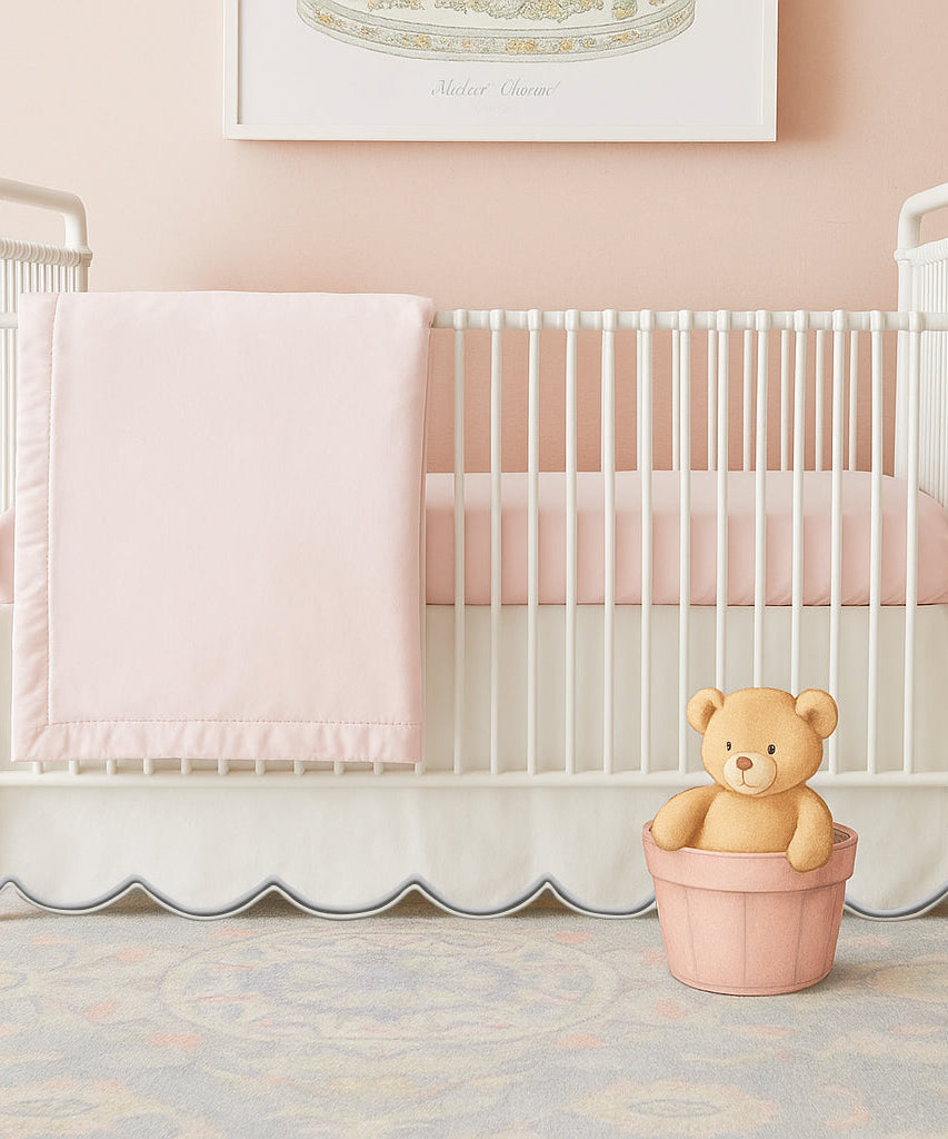 Scallop Embroidery Cotton Crib Skirt