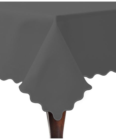 Scallop Embroidery Sateen Cotton Solid Table Cloth - Dark Grey