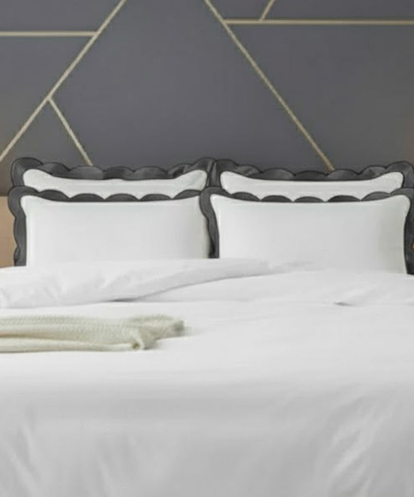 Scalloped & Wavy Applique Embroidery Cotton Duvet Cover Set