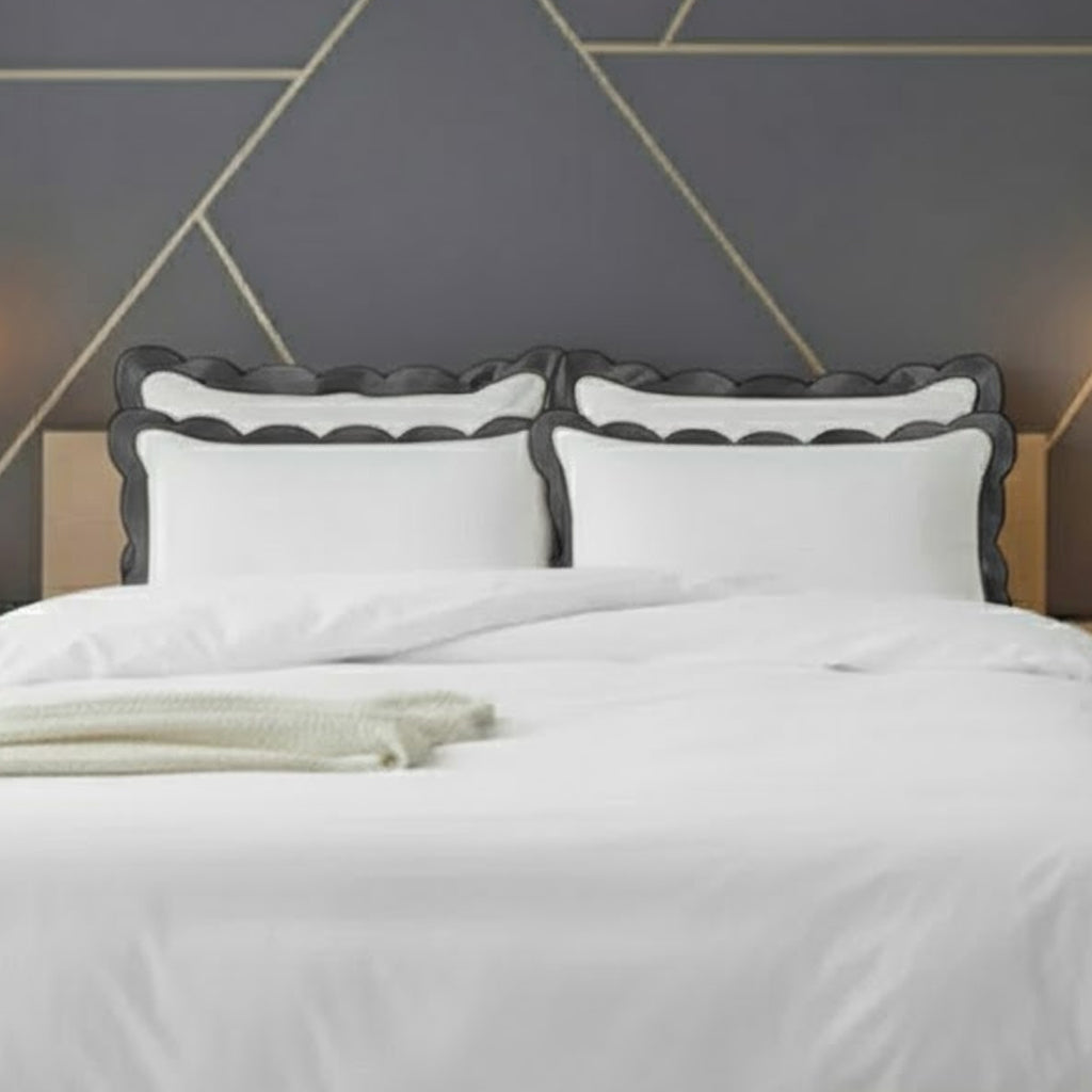 Scalloped & Wavy Applique Embroidery Cotton Duvet Cover Set