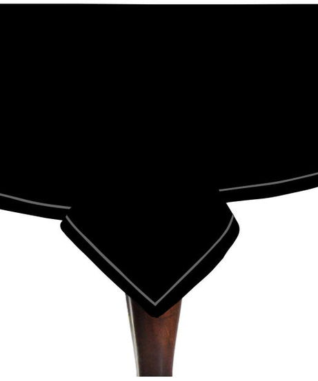 Single Embroidery Border Sateen Cotton Solid Table Cloth - Black