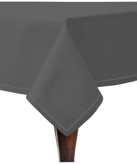 Single Embroidery Border Sateen Cotton Solid Table Cloth - Dark Grey