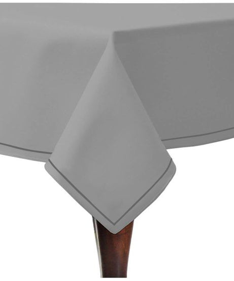 Single Embroidery Border Sateen Cotton Solid Table Cloth - Light Grey