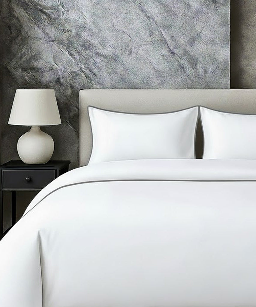 400 TC 100% Tencel Soft Silk Piping Duvet Cover Set