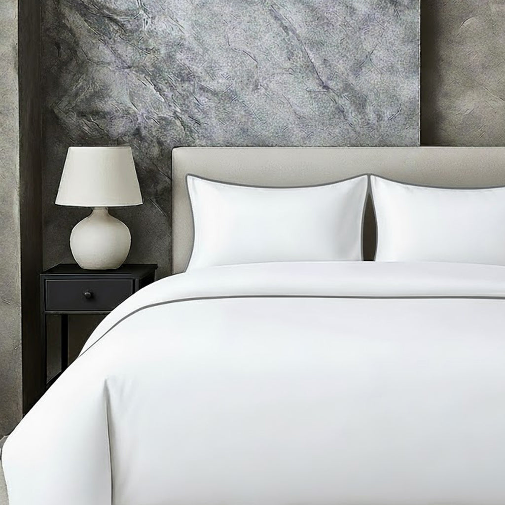 400 TC 100% Tencel Soft Silk Piping Duvet Cover Set