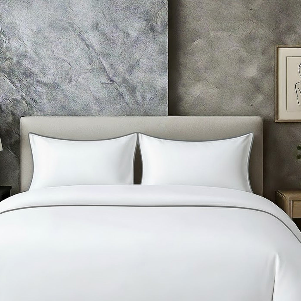 400 TC 100% Tencel Soft Silk Piping Duvet Cover Set