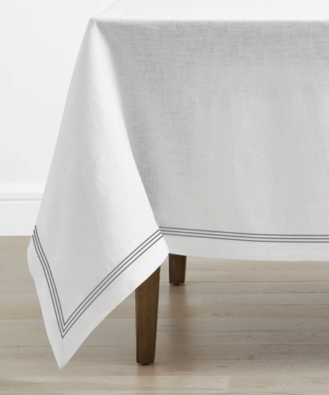 Triple Embroidery Border Linen Table Cloth
