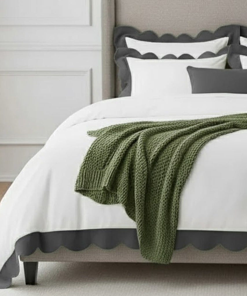 Wavy Applique Embroidery Cotton Duvet Cover Set
