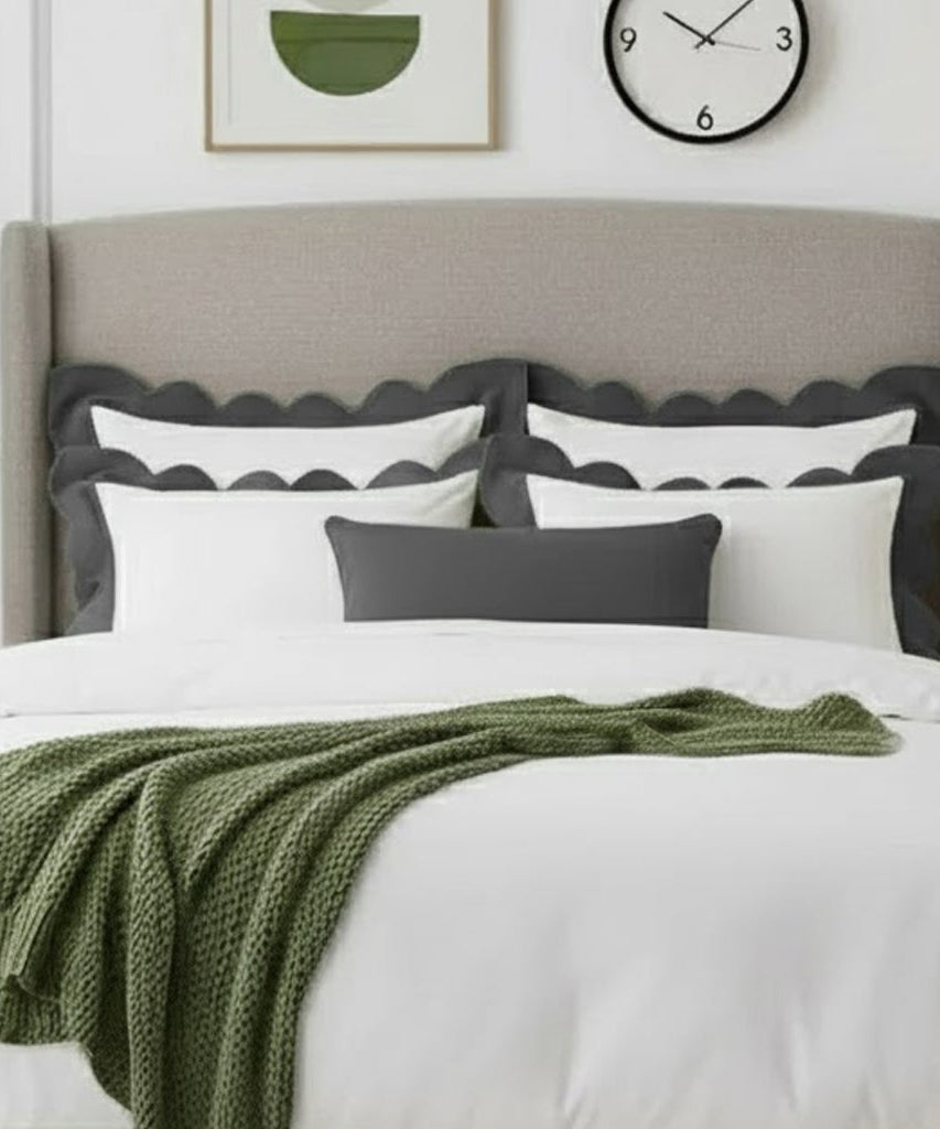 Wavy Applique Embroidery Cotton Duvet Cover Set