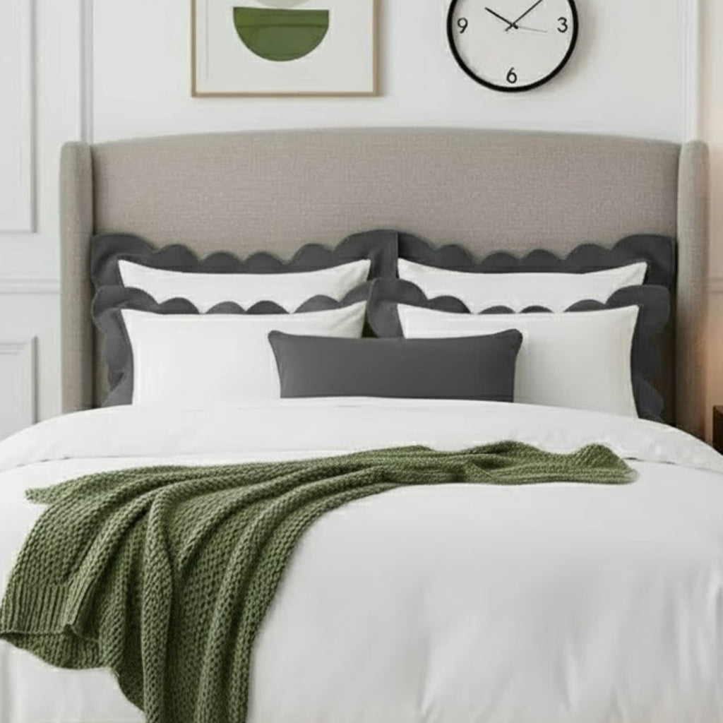 Wavy Applique Embroidery Cotton Duvet Cover Set