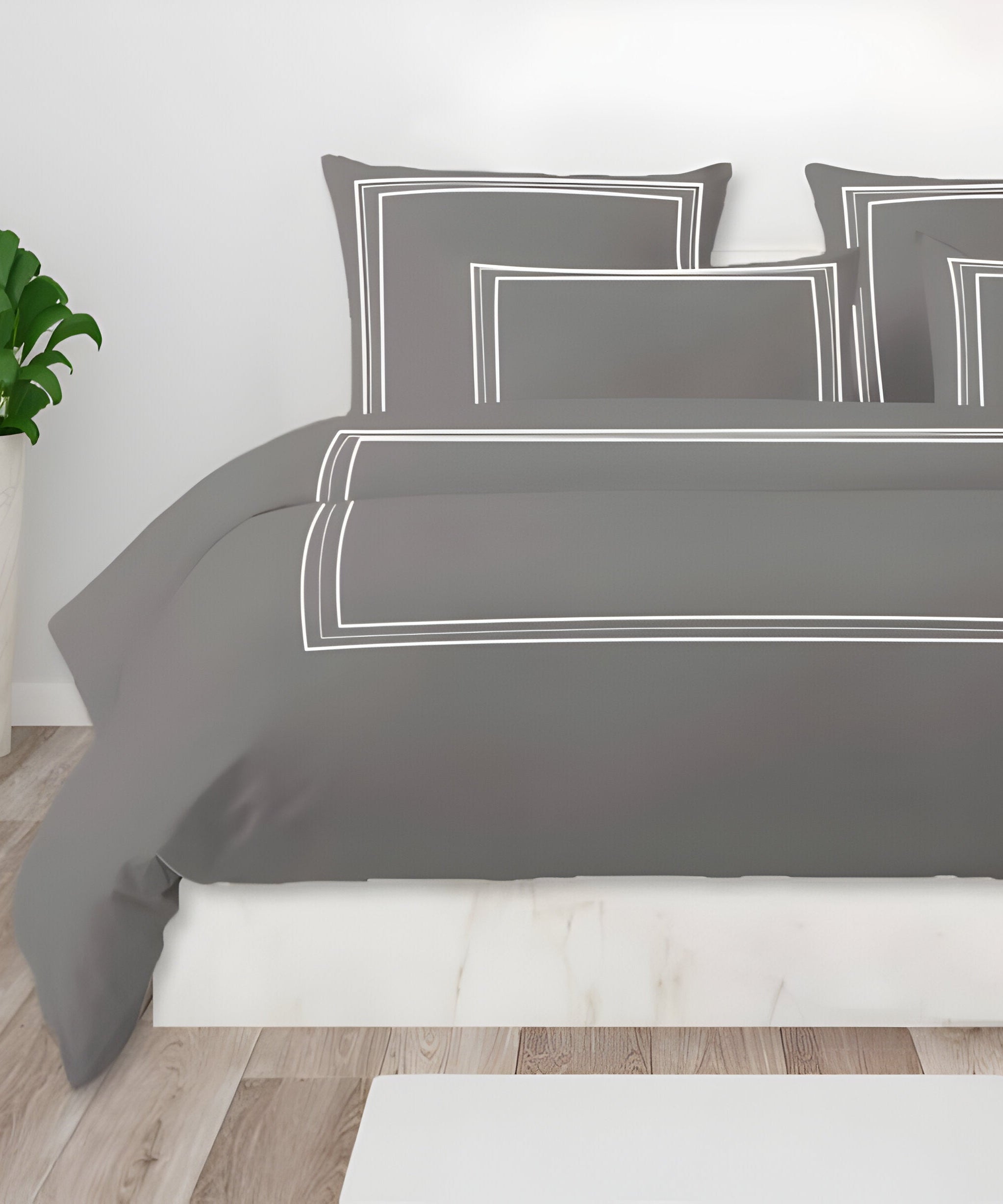 400TC Cotton Classic Luxurious Embroidery Sateen Solid Duvet Cover Set