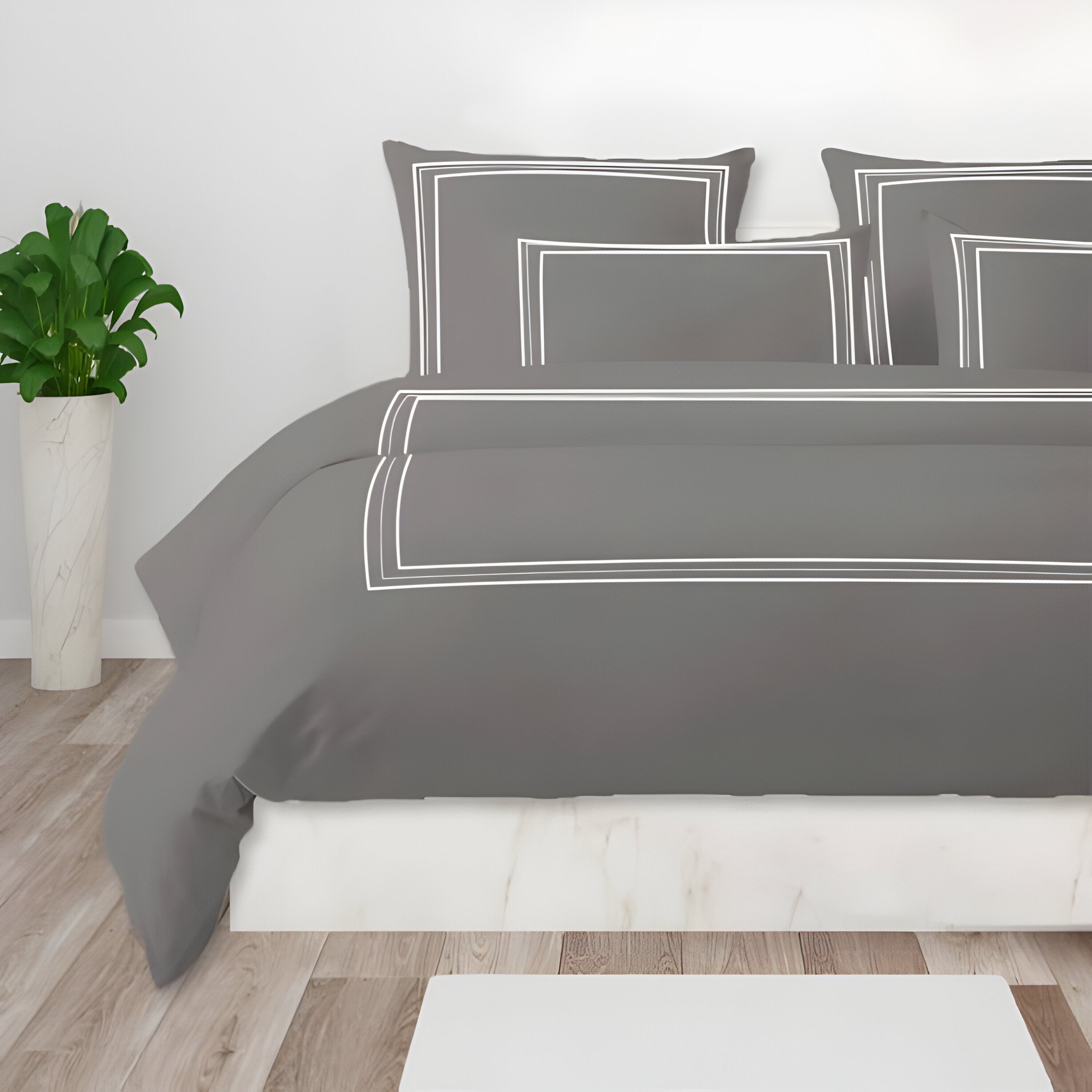 400TC Cotton Classic Luxurious Embroidery Sateen Solid Duvet Cover Set