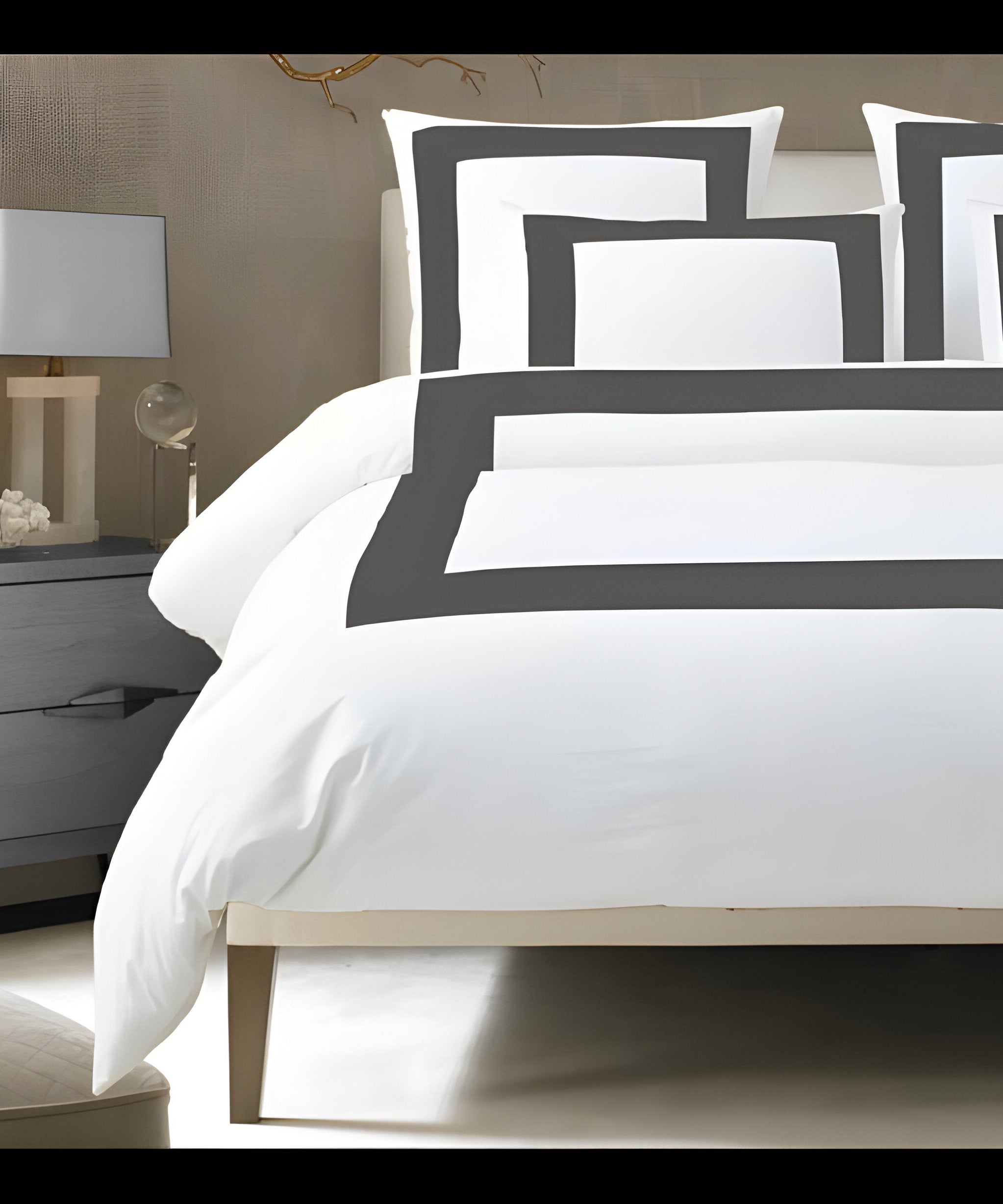 400TC Cotton Sateen Border Frame Duvet Cover Set