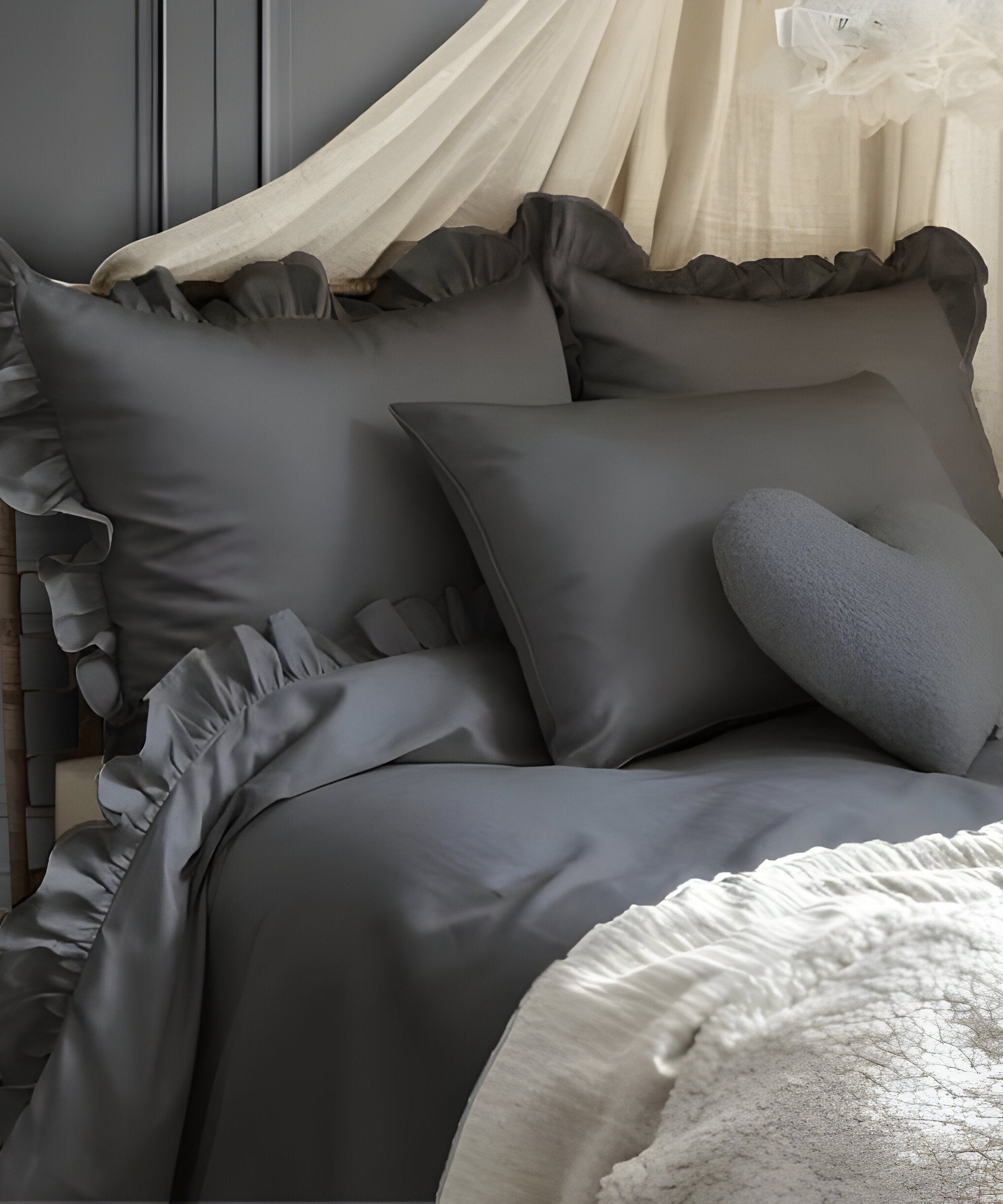 400TC Cotton Sateen Ruffle Duvet Cover Set