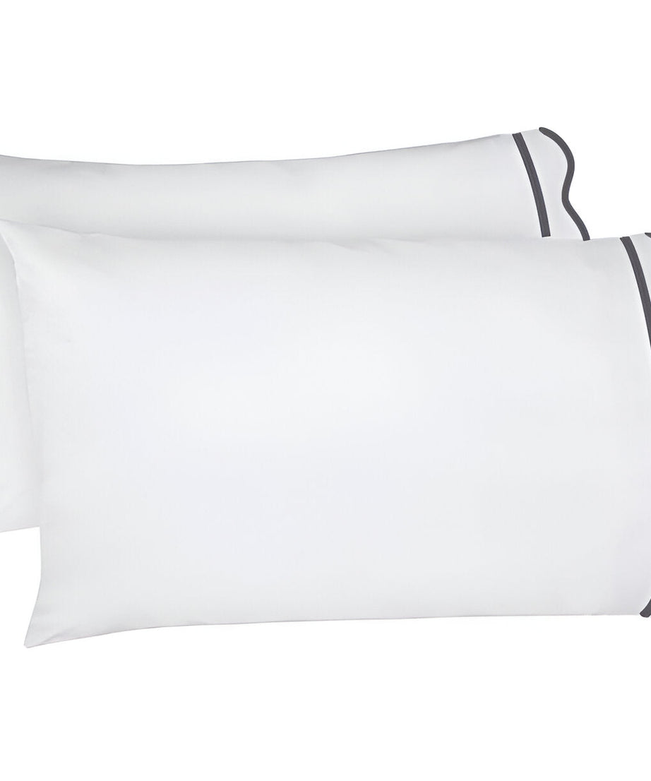 400TC Cotton Scallop Embroidery & Border Sateen Solid Pillowcases (Set Of 2)