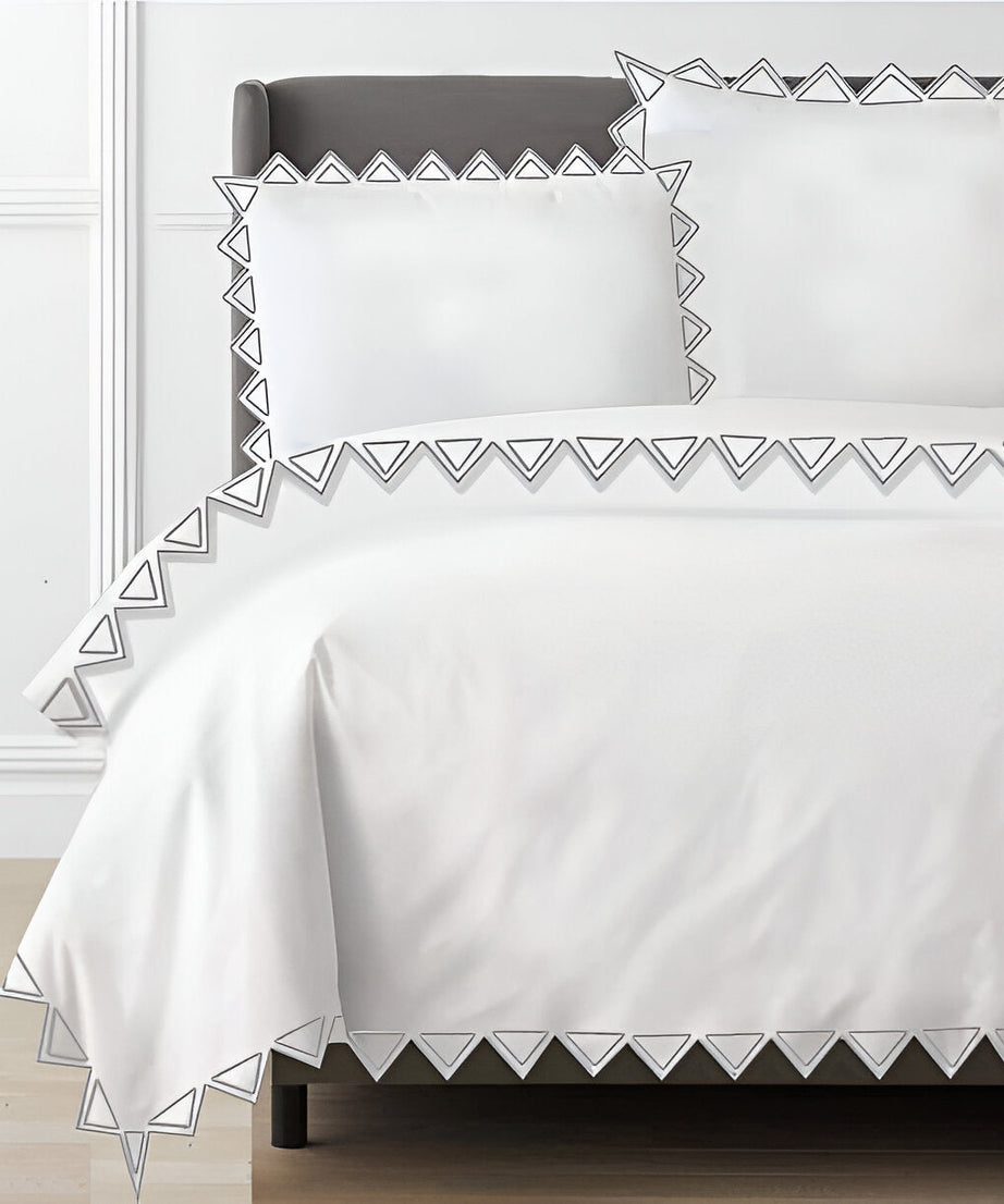 Ashley 400TC Cotton Traingle Embroidery Sateen Solid Duvet Cover Set