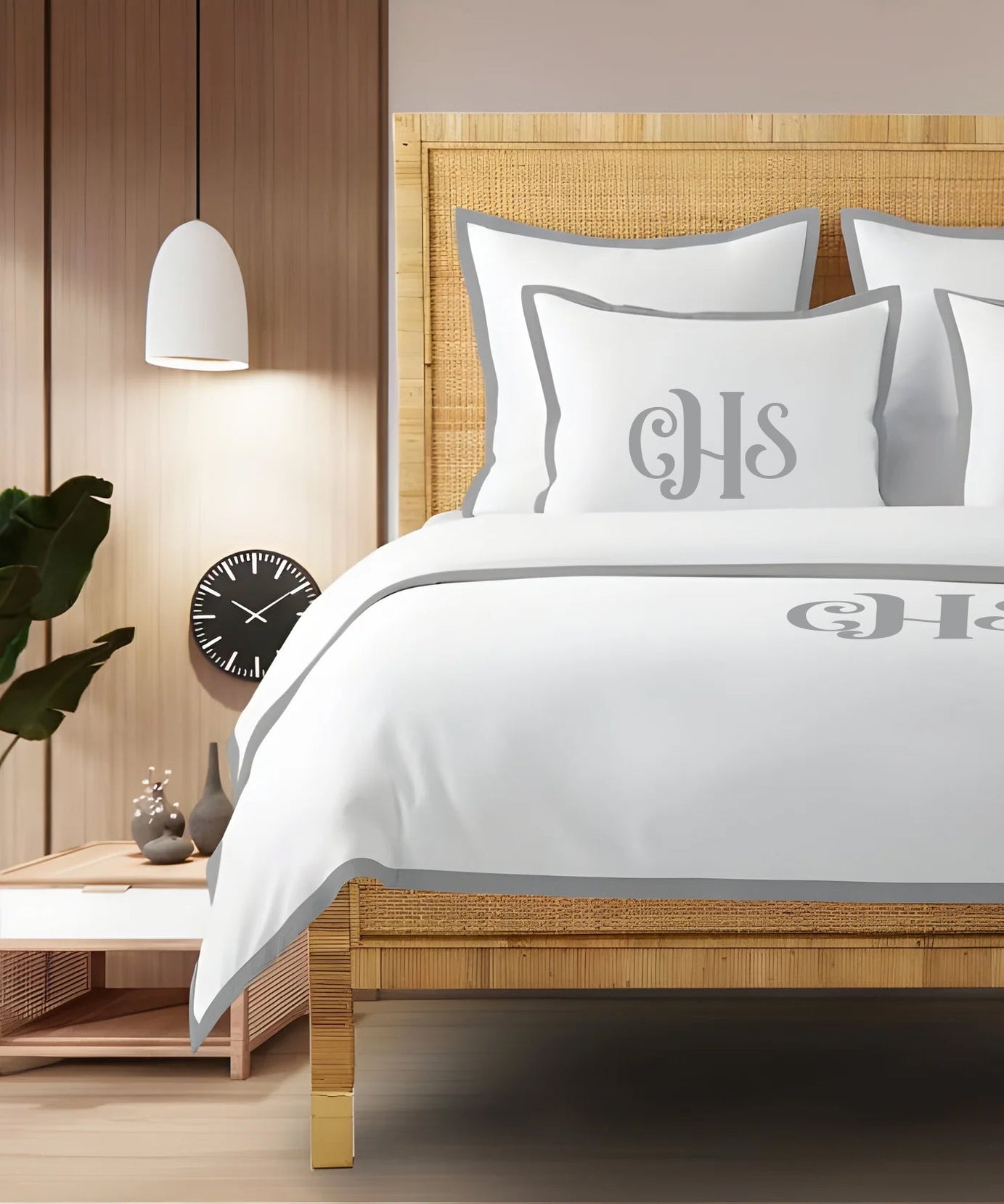 Monogram 400TC Cotton Sateen Edge Border Frame Duvet Cover set