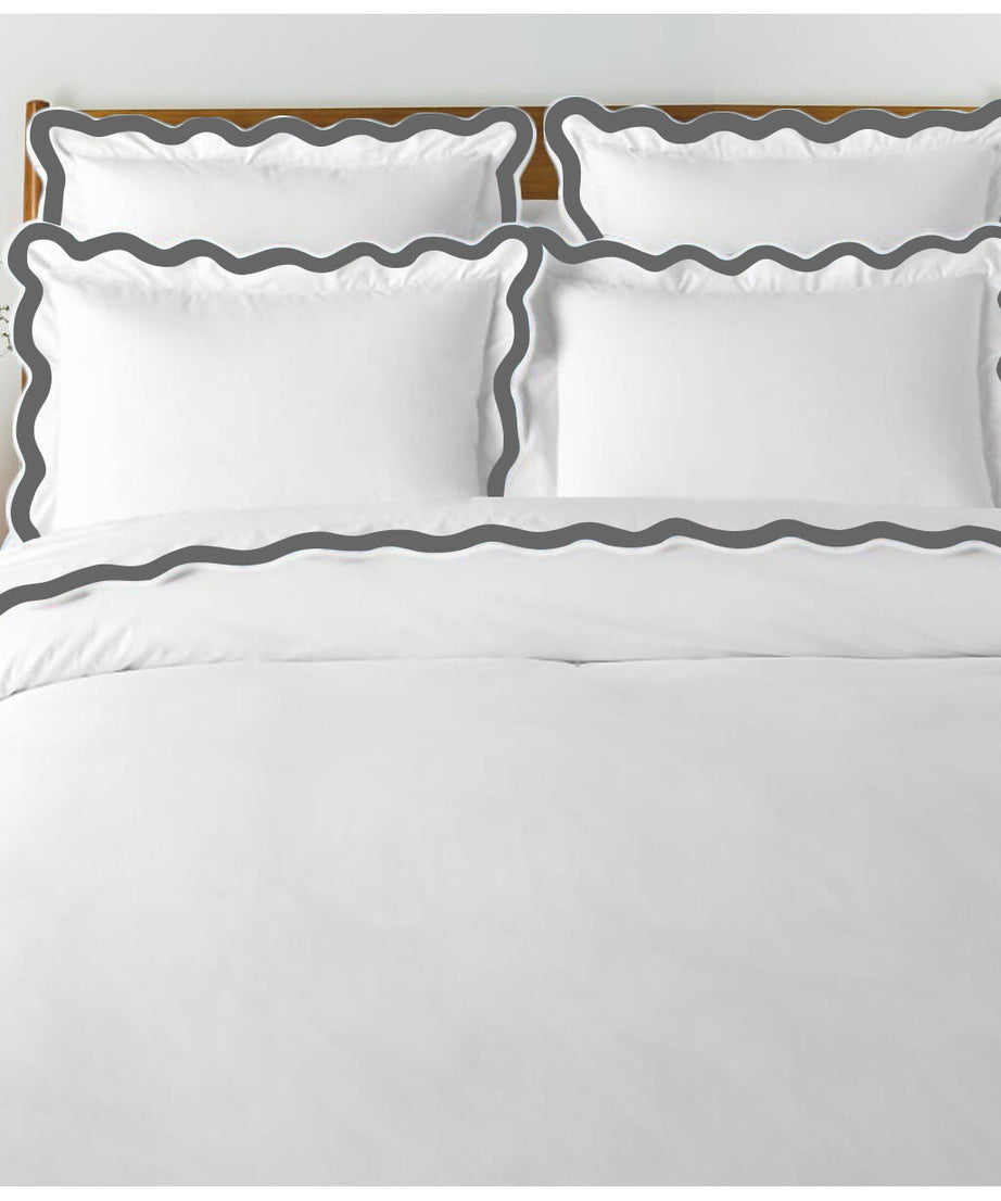 400TC Applique Scalloped Embroidery Cotton Duvet Cover Set