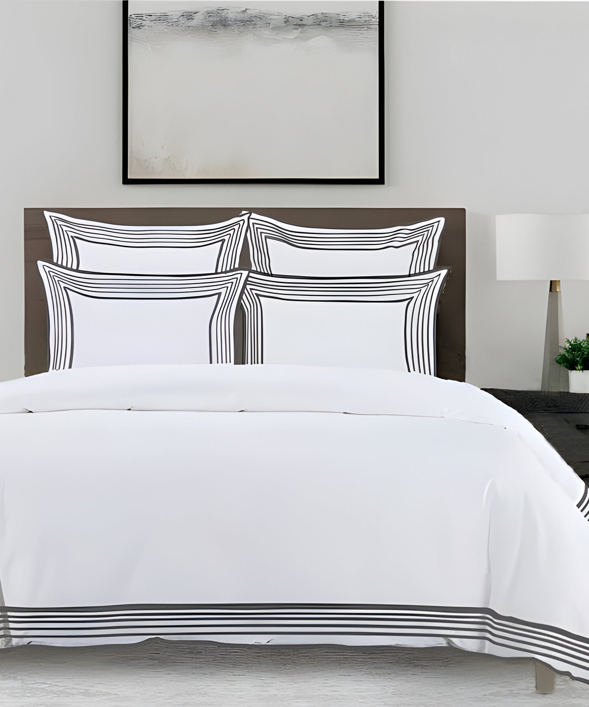Smart Border 400TC Cotton Embroidery Sateen Solid Duvet Cover Set