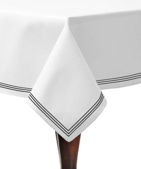 Triple Embroidery Border Sateen Cotton Solid Table Cloth