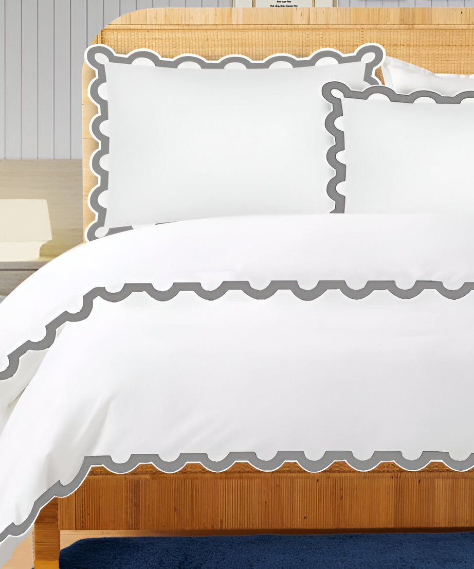 400TC U Shape Applique Embroidery Cotton Duvet Cover Set