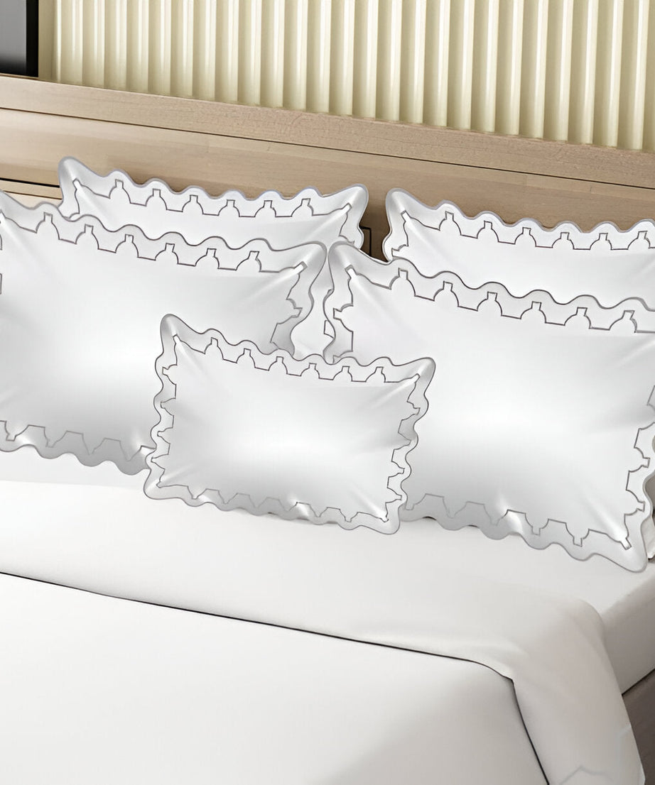 Imaginary Scallop 400TC Cotton Embroidery Sateen Solid Duvet Cover Set