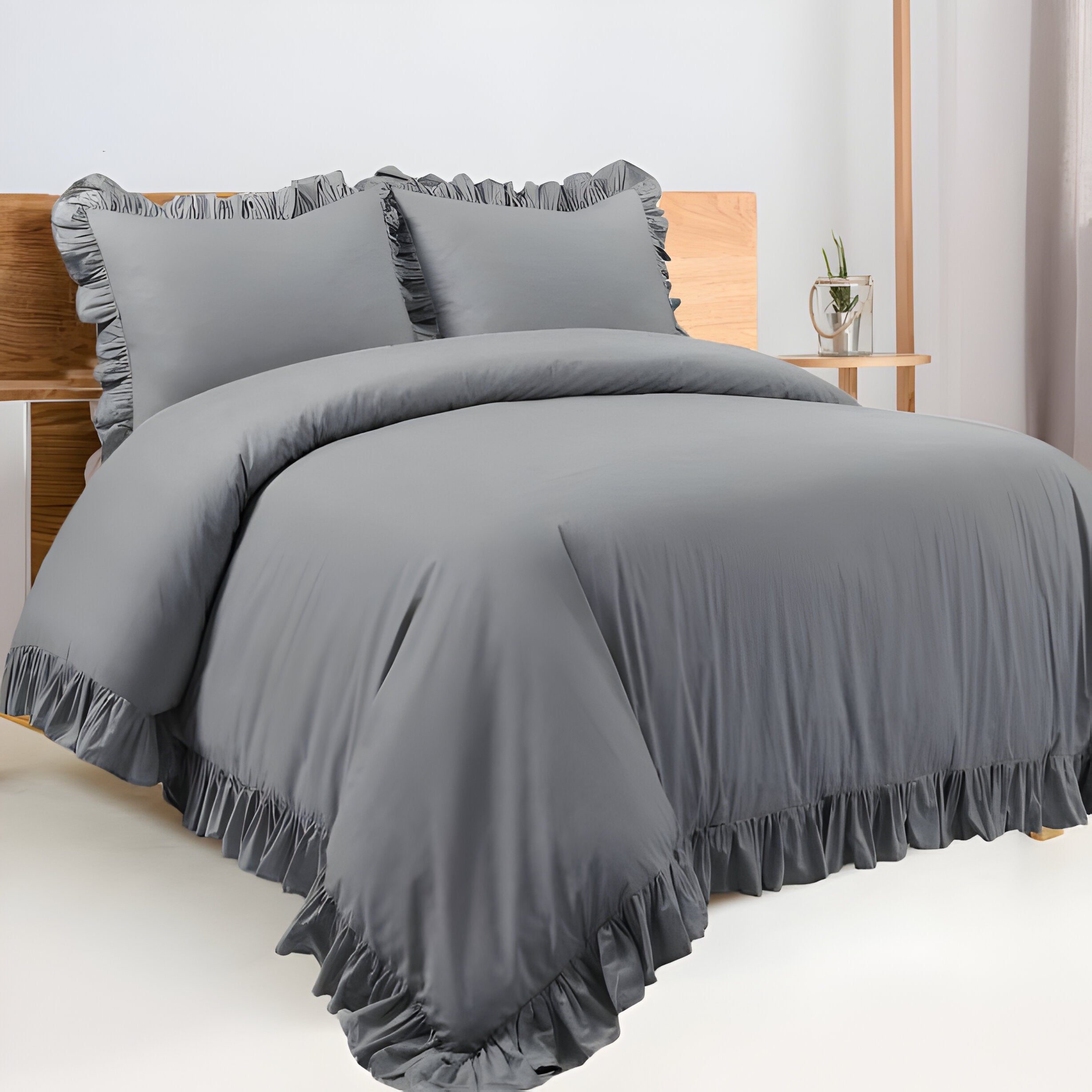 400TC Cotton Sateen Ruffle Duvet Cover Set