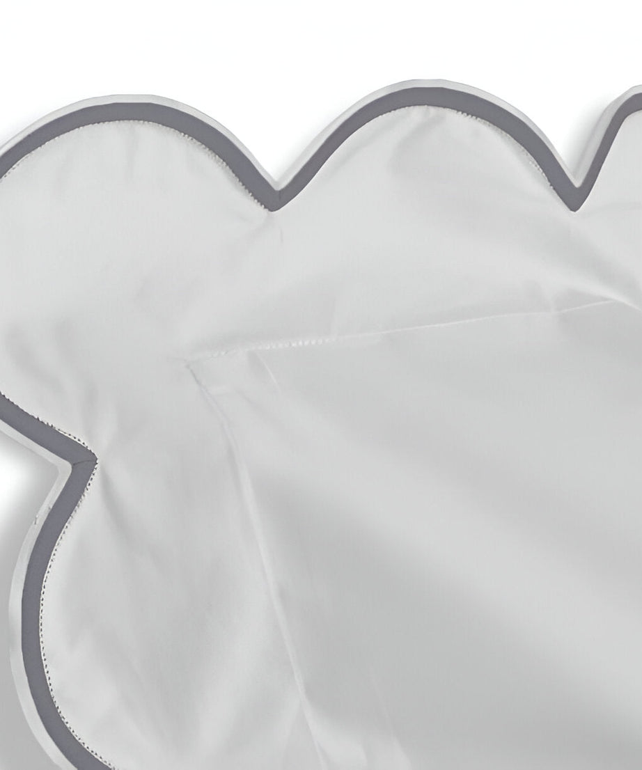 400TC Cotton Scallop Embroidery Sateen Solid Duvet Cover Set
