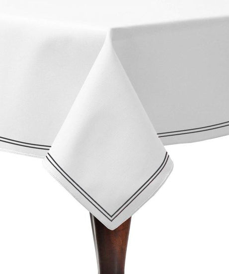 Double Embroidery Border Cotton Sateen Solid Table Cloth