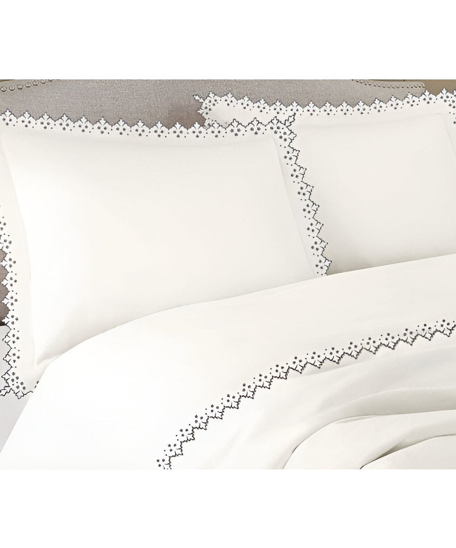 Elegant Flower Embroidered Duvet Cover Set