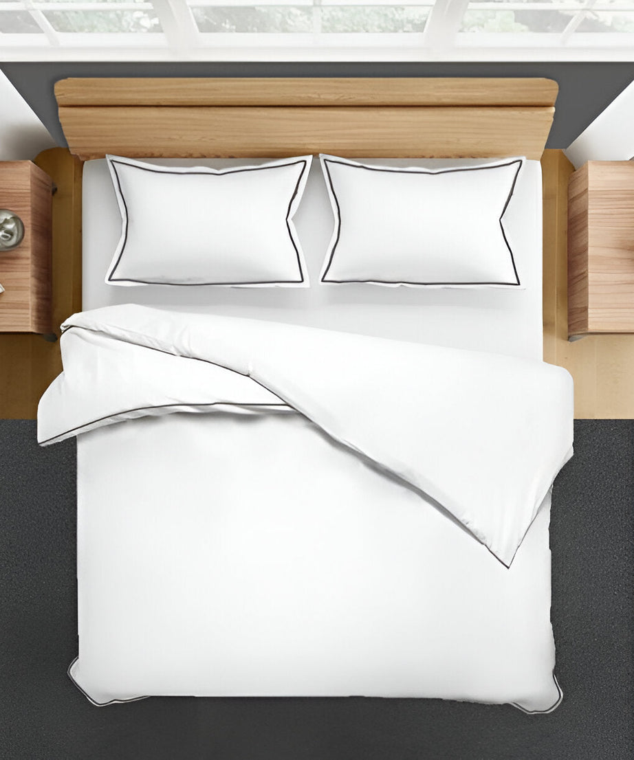 400TC Embroidery Cotton Sateen Solid Duvet Cover Set