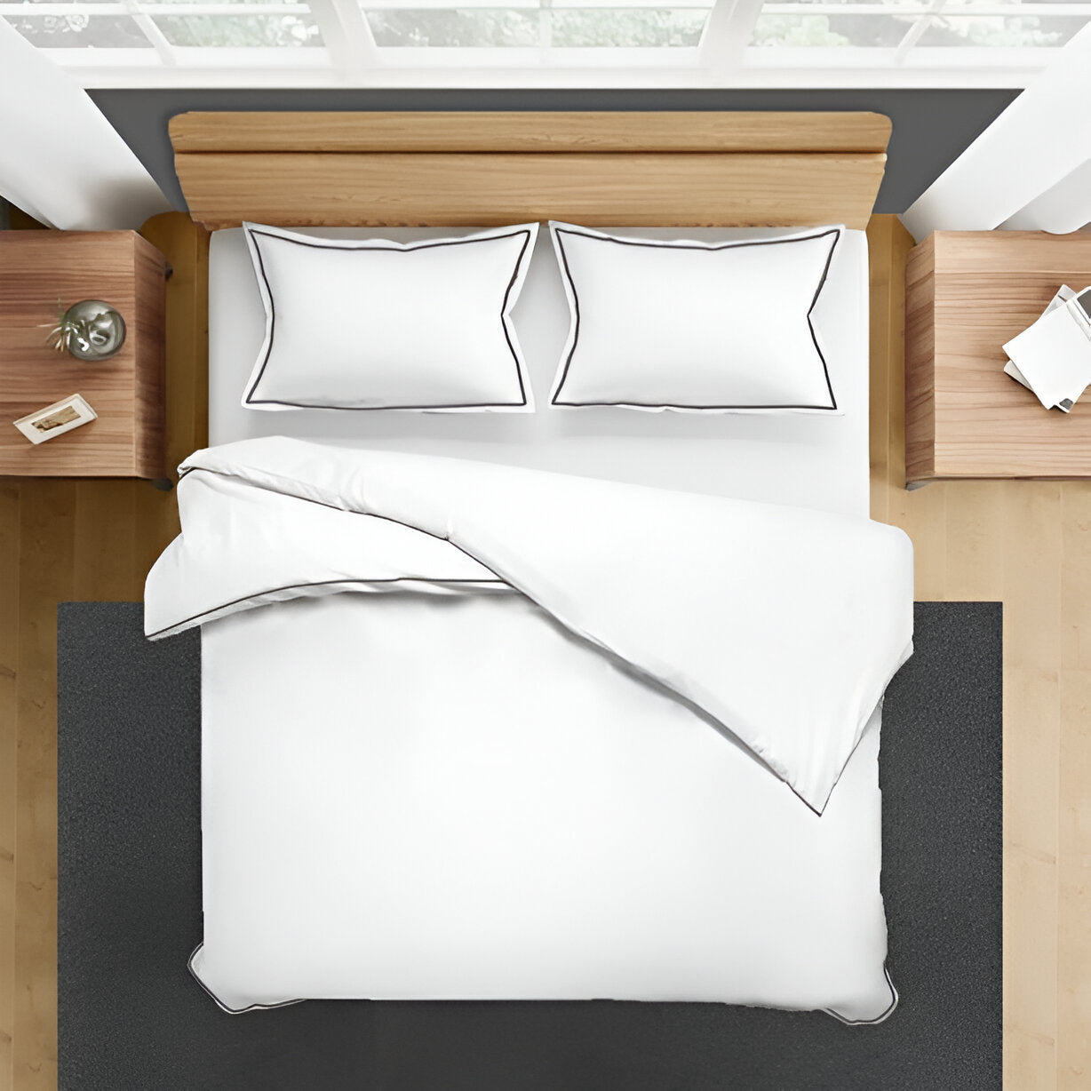 400TC Embroidery Cotton Sateen Solid Duvet Cover Set