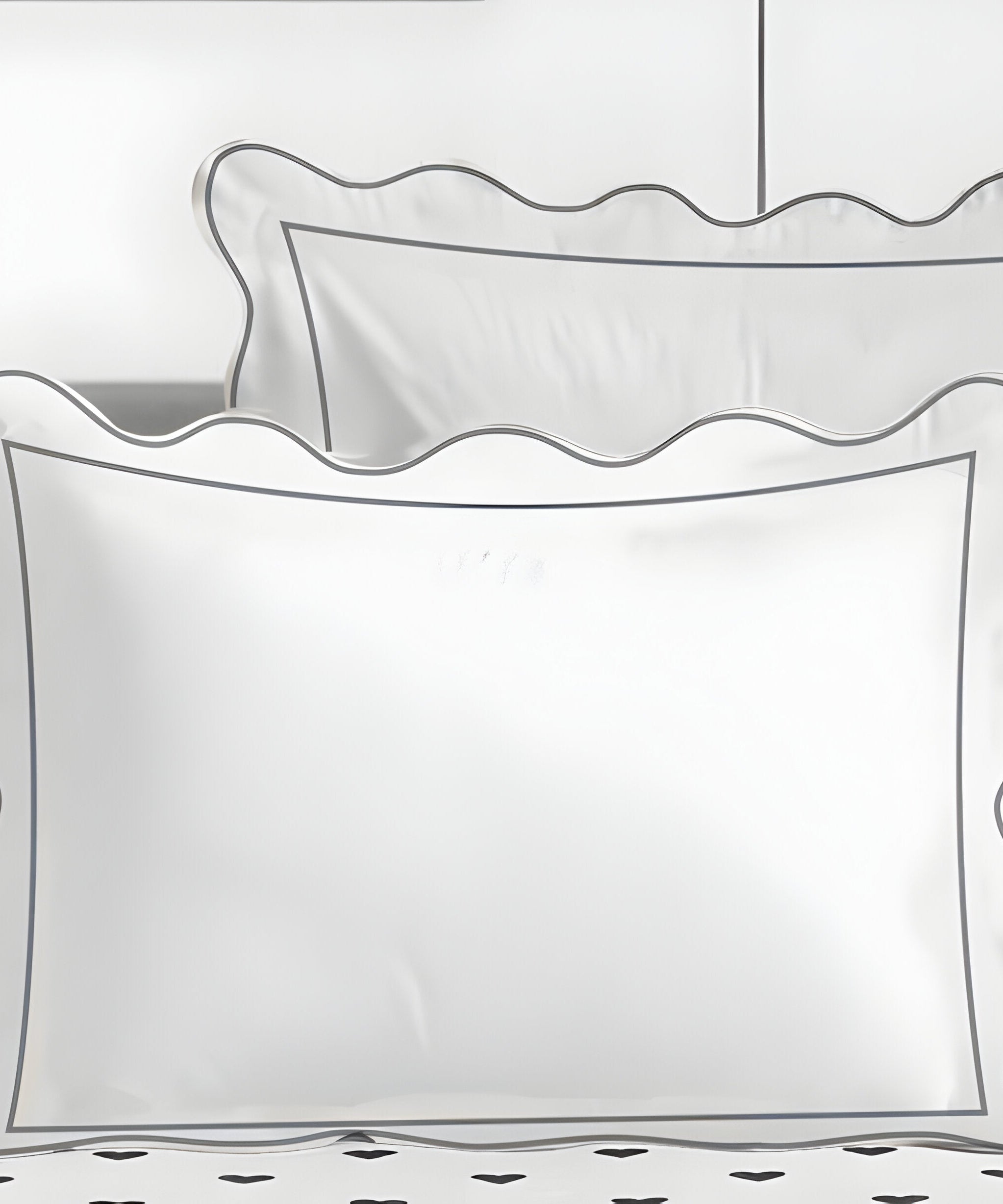 400TC Cotton Scallop Embroidery & Border Sateen Solid Duvet Cover Set