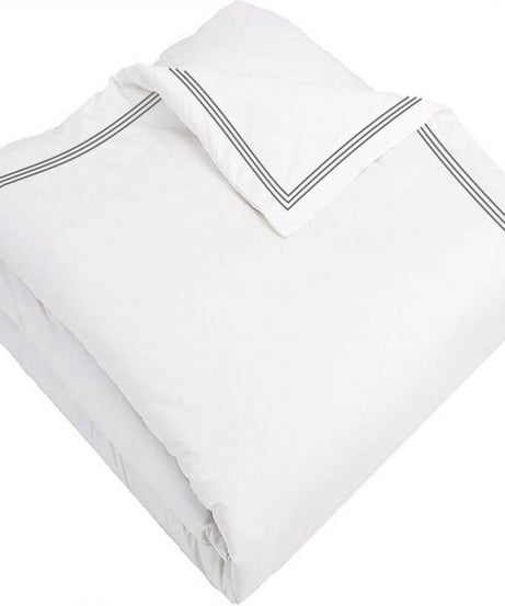 400TC Cotton Triple Edge Embroidery Sateen Solid Duvet Cover Set